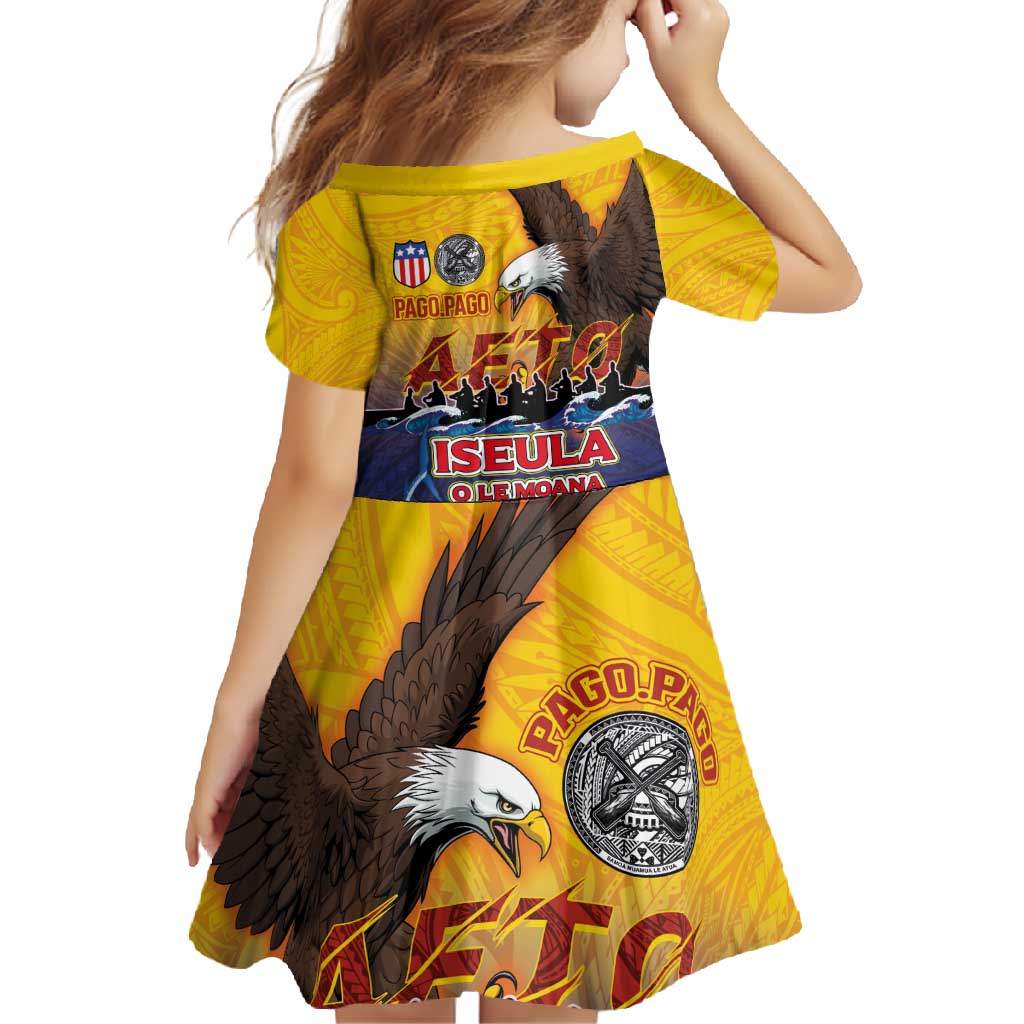 American Samoa Fautasi Family Matching Off Shoulder Maxi Dress and Hawaiian Shirt Bald Eage and Sailfish with Kakau Motifs LT03 - Polynesian Pride