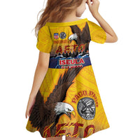 American Samoa Fautasi Family Matching Off Shoulder Short Dress and Hawaiian Shirt Bald Eage and Sailfish with Kakau Motifs LT03 - Polynesian Pride