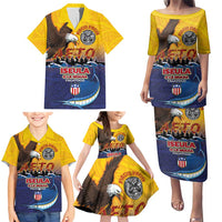 American Samoa Fautasi Family Matching Puletasi and Hawaiian Shirt Bald Eage and Sailfish with Kakau Motifs LT03 - Polynesian Pride