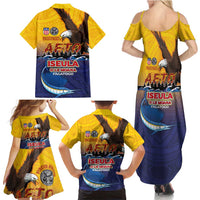 American Samoa Fautasi Family Matching Summer Maxi Dress and Hawaiian Shirt Bald Eage and Sailfish with Kakau Motifs LT03 - Polynesian Pride