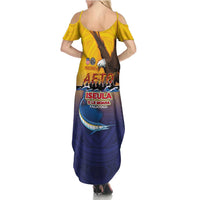 American Samoa Fautasi Family Matching Summer Maxi Dress and Hawaiian Shirt Bald Eage and Sailfish with Kakau Motifs LT03 - Polynesian Pride
