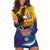 American Samoa Fautasi Hoodie Dress Bald Eage and Sailfish with Kakau Motifs - Polynesian Pride