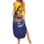 American Samoa Fautasi Summer Maxi Dress Bald Eage and Sailfish with Kakau Motifs - Polynesian Pride