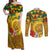 Melanesian Vanuatu Couples Matching Off Shoulder Maxi Dress and Long Sleeve Button Shirt With Tapa Tribal Pattern and Triangle Geometric Tricolor - Polynesian Pride
