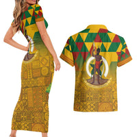Melanesian Vanuatu Couples Matching Short Sleeve Bodycon Dress and Hawaiian Shirt With Tapa Tribal Pattern and Triangle Geometric Tricolor LT03 - Polynesian Pride