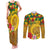 Melanesian Vanuatu Couples Matching Tank Maxi Dress and Long Sleeve Button Shirt With Tapa Tribal Pattern and Triangle Geometric Tricolor - Polynesian Pride