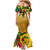 Melanesian Vanuatu Family Matching Mermaid Dress and Hawaiian Shirt With Tapa Tribal Pattern and Triangle Geometric Tricolor - Polynesian Pride