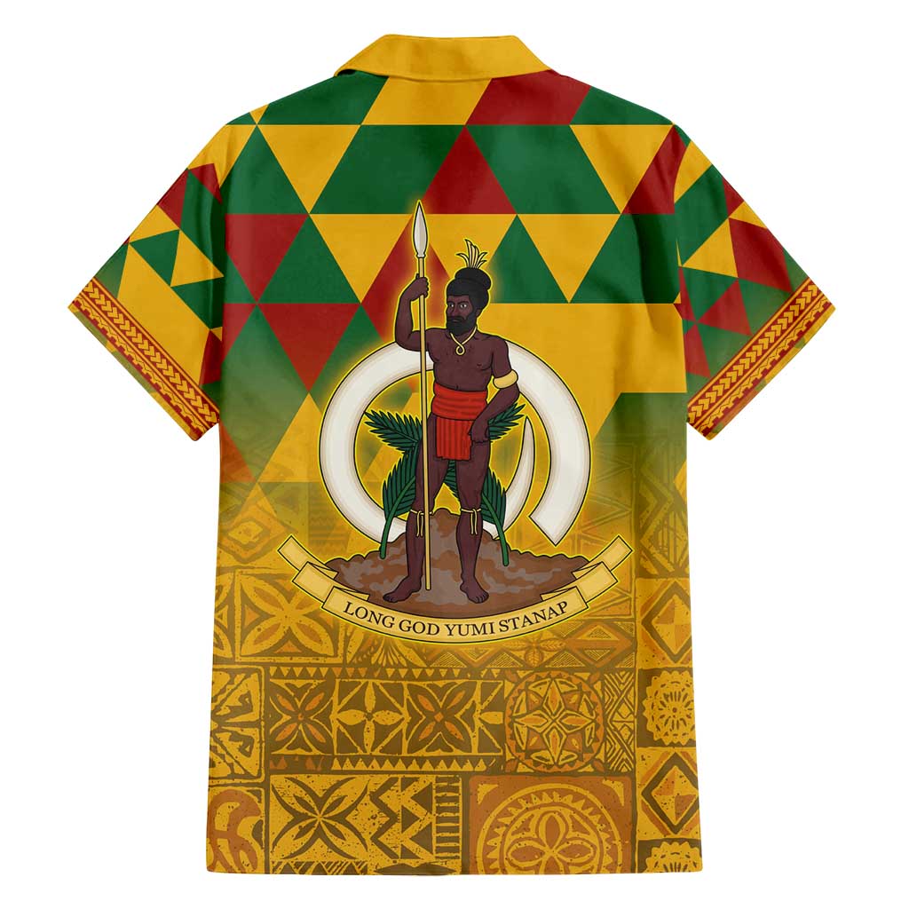 Melanesian Vanuatu Family Matching Off Shoulder Maxi Dress and Hawaiian Shirt With Tapa Tribal Pattern and Triangle Geometric Tricolor LT03 - Polynesian Pride