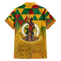 Melanesian Vanuatu Family Matching Off Shoulder Maxi Dress and Hawaiian Shirt With Tapa Tribal Pattern and Triangle Geometric Tricolor LT03 - Polynesian Pride