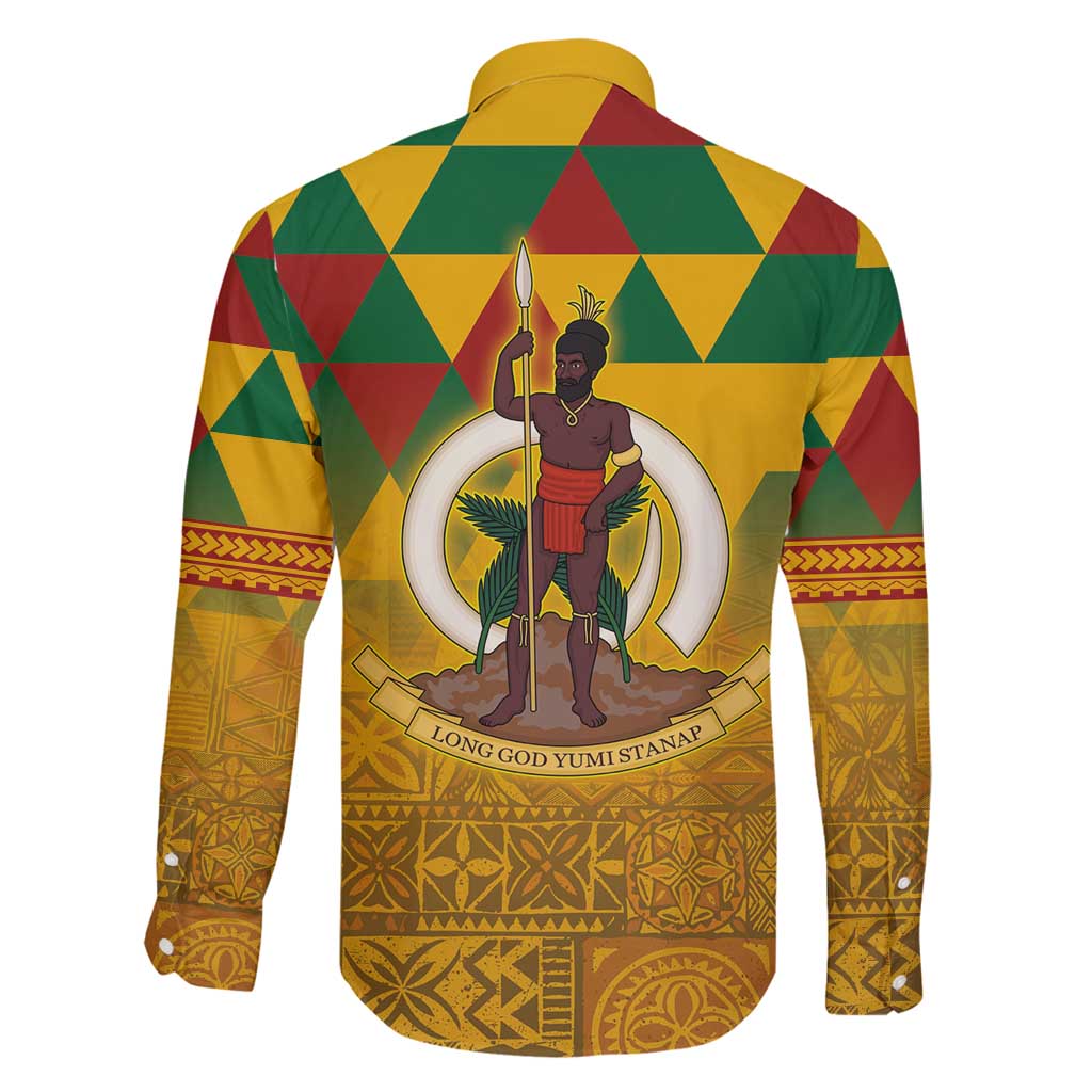 Melanesian Vanuatu Family Matching Off Shoulder Short Dress and Hawaiian Shirt With Tapa Tribal Pattern and Triangle Geometric Tricolor LT03 - Polynesian Pride
