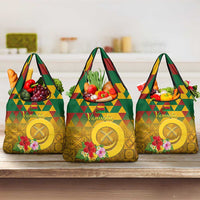 Melanesian Vanuatu Grocery Bag With Tapa Tribal Pattern and Triangle Geometric Tricolor - Polynesian Pride
