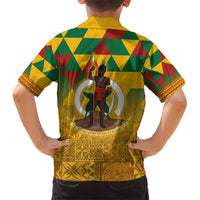 Melanesian Vanuatu Kid Hawaiian Shirt With Tapa Tribal Pattern and Triangle Geometric Tricolor - Polynesian Pride