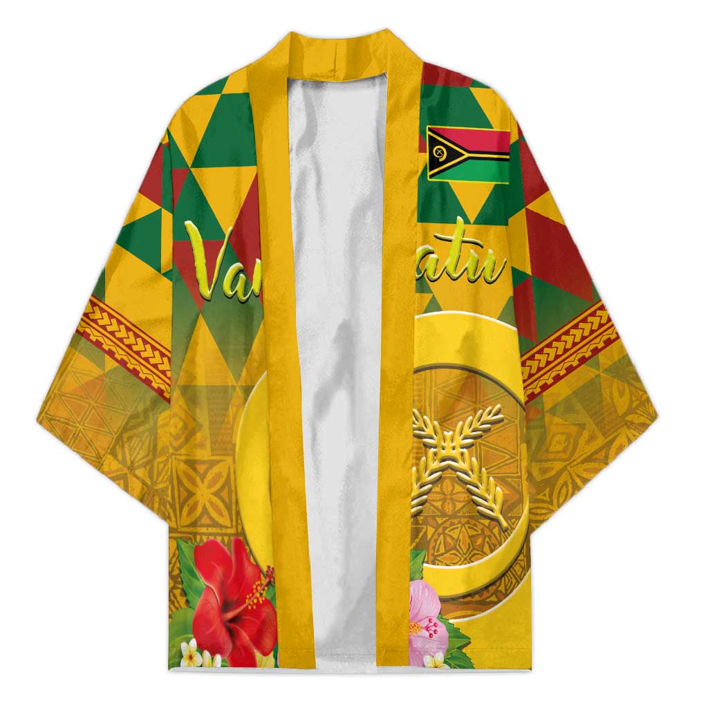 Melanesian Vanuatu Kimono With Tapa Tribal Pattern and Triangle Geometric Tricolor LT03 Unisex Yellow - Polynesian Pride