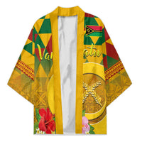 Melanesian Vanuatu Kimono With Tapa Tribal Pattern and Triangle Geometric Tricolor LT03 Unisex Yellow - Polynesian Pride