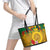 Melanesian Vanuatu Leather Tote Bag With Tapa Tribal Pattern and Triangle Geometric Tricolor - Polynesian Pride