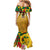 Melanesian Vanuatu Mermaid Dress With Tapa Tribal Pattern and Triangle Geometric Tricolor - Polynesian Pride