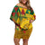 Melanesian Vanuatu Off Shoulder Short Dress With Tapa Tribal Pattern and Triangle Geometric Tricolor - Polynesian Pride