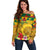 Melanesian Vanuatu Off Shoulder Sweater With Tapa Tribal Pattern and Triangle Geometric Tricolor - Polynesian Pride