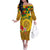 Melanesian Vanuatu Off The Shoulder Long Sleeve Dress With Tapa Tribal Pattern and Triangle Geometric Tricolor - Polynesian Pride
