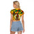 Melanesian Vanuatu Raglan Cropped T Shirt With Tapa Tribal Pattern and Triangle Geometric Tricolor - Polynesian Pride