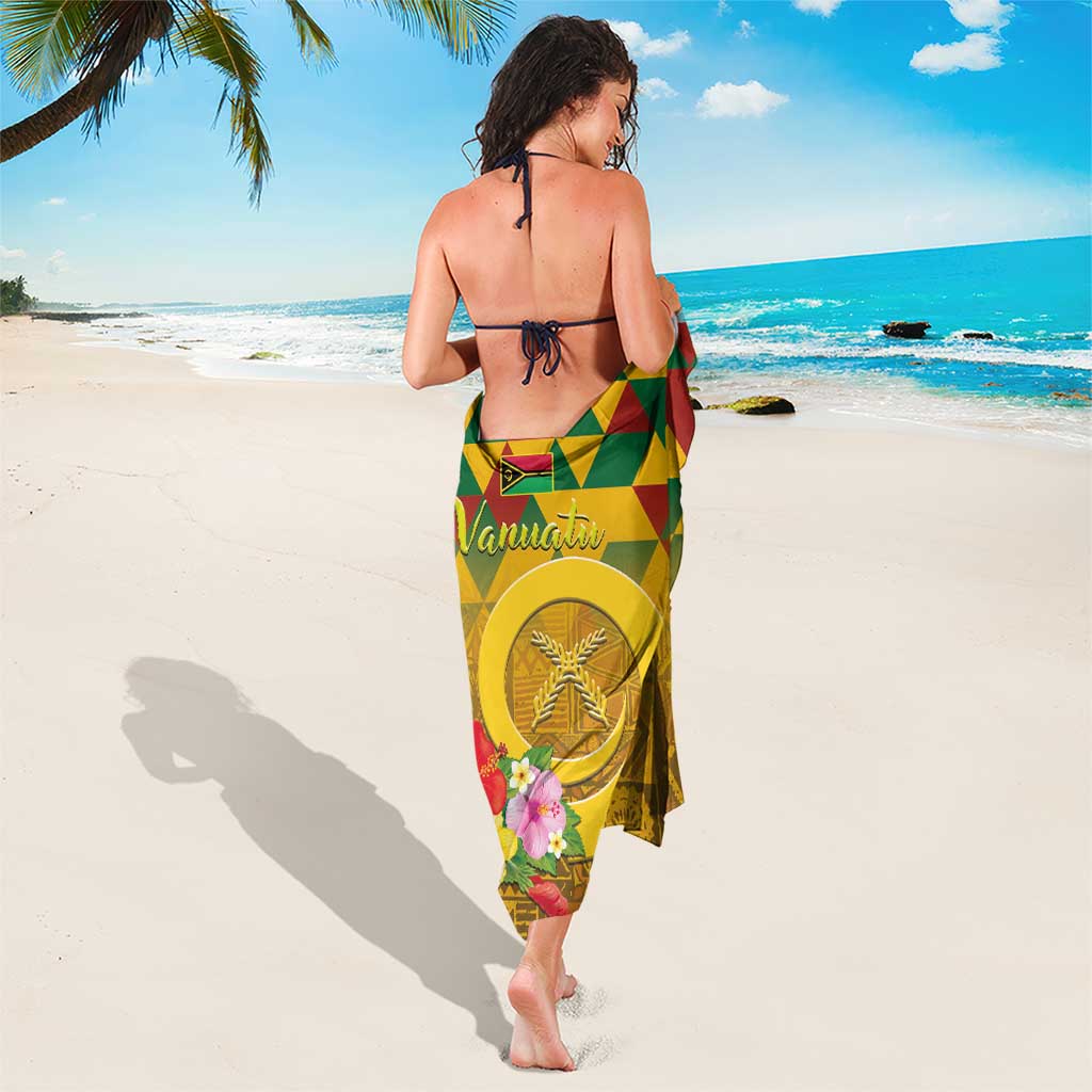 Melanesian Vanuatu Sarong With Tapa Tribal Pattern and Triangle Geometric Tricolor - Polynesian Pride