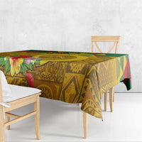 Melanesian Vanuatu Tablecloth With Tapa Tribal Pattern and Triangle Geometric Tricolor - Polynesian Pride