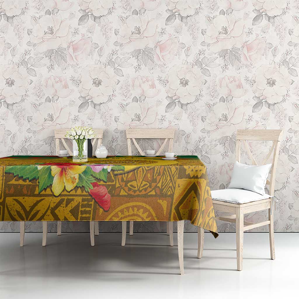 Melanesian Vanuatu Tablecloth With Tapa Tribal Pattern and Triangle Geometric Tricolor - Polynesian Pride