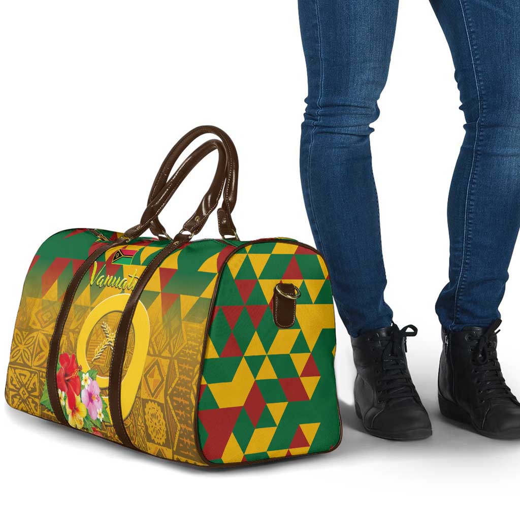 Melanesian Vanuatu Travel Bag With Tapa Tribal Pattern and Triangle Geometric Tricolor - Polynesian Pride