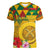 Melanesian Vanuatu Women V-Neck T-Shirt With Tapa Tribal Pattern and Triangle Geometric Tricolor - Polynesian Pride