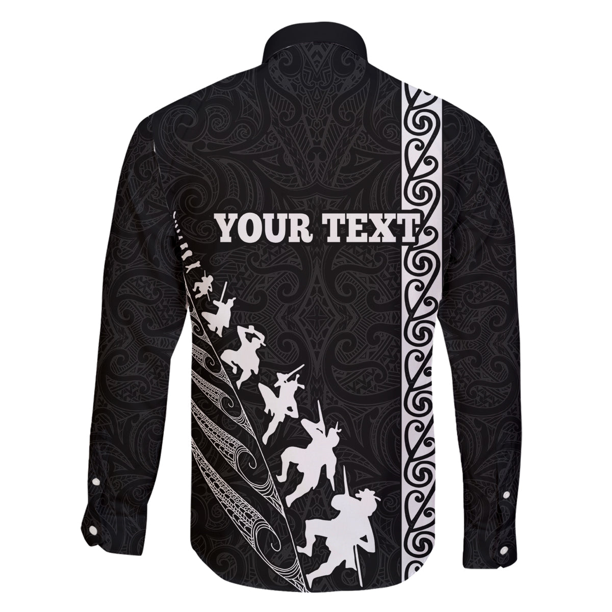 Custom New Zealand Rugby Family Matching Long Sleeve Bodycon Dress and Hawaiian Shirt Haka Dance Tribal God Mask Maori Pattern LT03 - Polynesian Pride