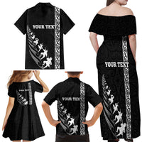 Custom New Zealand Rugby Family Matching Off Shoulder Maxi Dress and Hawaiian Shirt Haka Dance Tribal God Mask Maori Pattern LT03 - Polynesian Pride