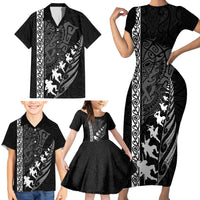 Custom New Zealand Rugby Family Matching Short Sleeve Bodycon Dress and Hawaiian Shirt Haka Dance Tribal God Mask Maori Pattern LT03 - Polynesian Pride