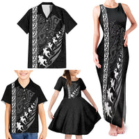 Custom New Zealand Rugby Family Matching Tank Maxi Dress and Hawaiian Shirt Haka Dance Tribal God Mask Maori Pattern LT03 - Polynesian Pride