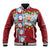 Merry Christmas Baseball Jacket Funny Santa Claus Cards Photo and Polynesian Pattern Red Color