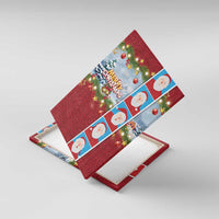 Merry Christmas Canvas Wall Art Funny Santa Claus Cards Photo and Polynesian Pattern Red Color