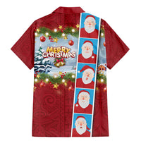 Merry Christmas Family Matching Mermaid Dress and Hawaiian Shirt Funny Santa Claus Cards Photo and Polynesian Pattern Red Color LT03 - Polynesian Pride
