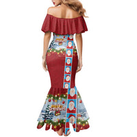 Merry Christmas Family Matching Mermaid Dress and Hawaiian Shirt Funny Santa Claus Cards Photo and Polynesian Pattern Red Color LT03 - Polynesian Pride