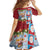 Merry Christmas Family Matching Off The Shoulder Long Sleeve Dress and Hawaiian Shirt Funny Santa Claus Cards Photo and Polynesian Pattern Red Color