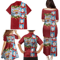Merry Christmas Family Matching Puletasi and Hawaiian Shirt Funny Santa Claus Cards Photo and Polynesian Pattern Red Color LT03 - Polynesian Pride