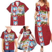 Merry Christmas Family Matching Summer Maxi Dress and Hawaiian Shirt Funny Santa Claus Cards Photo and Polynesian Pattern Red Color LT03 - Polynesian Pride