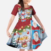 Merry Christmas Family Matching Tank Maxi Dress and Hawaiian Shirt Funny Santa Claus Cards Photo and Polynesian Pattern Red Color LT03 Daughter's Dress Red - Polynesian Pride