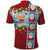 Merry Christmas Polo Shirt Funny Santa Claus Cards Photo and Polynesian Pattern Red Color