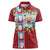 Merry Christmas Women Polo Shirt Funny Santa Claus Cards Photo and Polynesian Pattern Red Color
