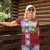 Merry Christmas Women Polo Shirt Funny Santa Claus Cards Photo and Polynesian Pattern Red Color