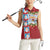 Merry Christmas Women Sleeveless Polo Shirt Funny Santa Claus Cards Photo and Polynesian Pattern Red Color