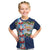 Merry Christmas Kid T Shirt Funny Santa Claus Cards Photo and Polynesian Pattern Blue Color