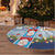 Merry Christmas Tree Skirt Funny Santa Claus Cards Photo and Polynesian Pattern Blue Color