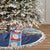 Merry Christmas Tree Skirt Funny Santa Claus Cards Photo and Polynesian Pattern Blue Color