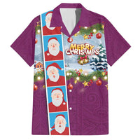 Merry Christmas Family Matching Long Sleeve Bodycon Dress and Hawaiian Shirt Funny Santa Claus Cards Photo and Polynesian Pattern Pink Color LT03 Dad's Shirt - Short Sleeve Pink - Polynesian Pride