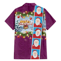 Merry Christmas Family Matching Mermaid Dress and Hawaiian Shirt Funny Santa Claus Cards Photo and Polynesian Pattern Pink Color LT03 - Polynesian Pride